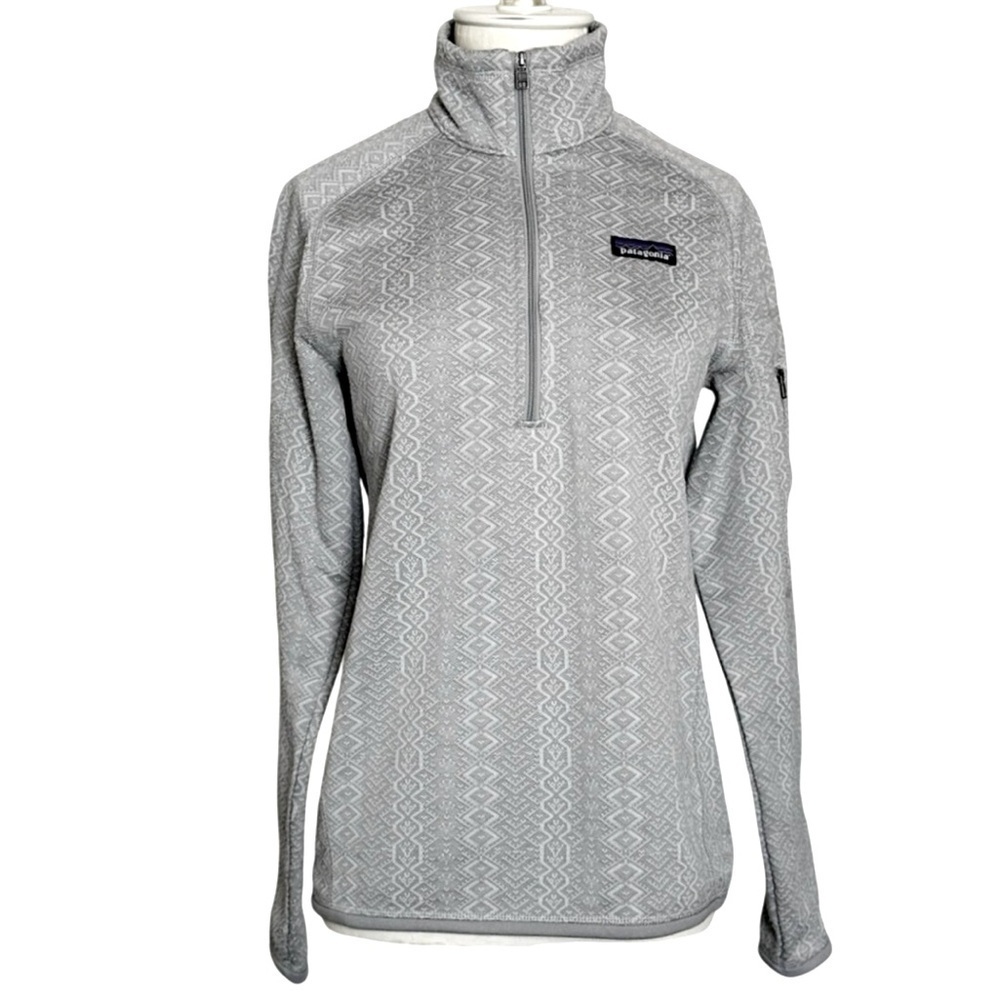 Patagonia Womens XS Better Sweater Jacket Zip Frozen Jaquard in Salt Grey